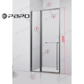 CABIN TẮM 180° MỞ 1 CÁNH BẢN LỀ ÂM PAPO  (FULL VIỀN INOX)