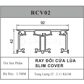 Ray đôi cửa lùa slim cover - Dạng sập