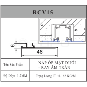 Nắp ốp mặt dưới ray âm trần - Dạng  sập