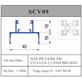 NẮP ỐP CÁNH ÂM CỬA LÙA 2 CÁNH ĐỐI ĐẦU