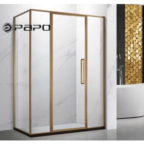 CABIN TẮM CỬA MỞ 180°  1 CỬA, 1 VÁCH, BẢN LỀ ÂM KHUNG (FULL VIỀN INOX)