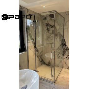 CABIN TẮM CỬA MỞ 1 CÁNH, 1 FIX CÓ VÁCH, BẢN LỀ CHỮ NHẬT, RON HÍT INOX