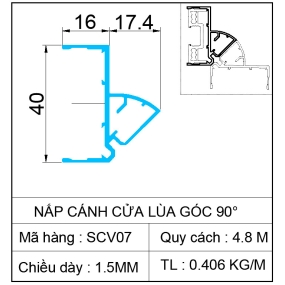 NẮP CHE CÁNH CỬA LÙA GÓC 90 ĐỘ SLIM COVER
