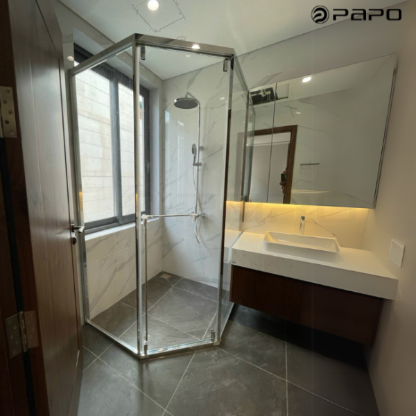 CABIN TẮM 135° MỞ TRƯỢT PAPO  (CÓ GIẢM CHẤN)